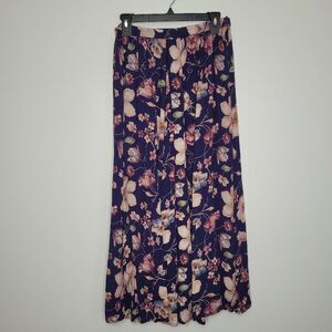 Vintage 90s blue pink grunge floral cute skirt size Medium